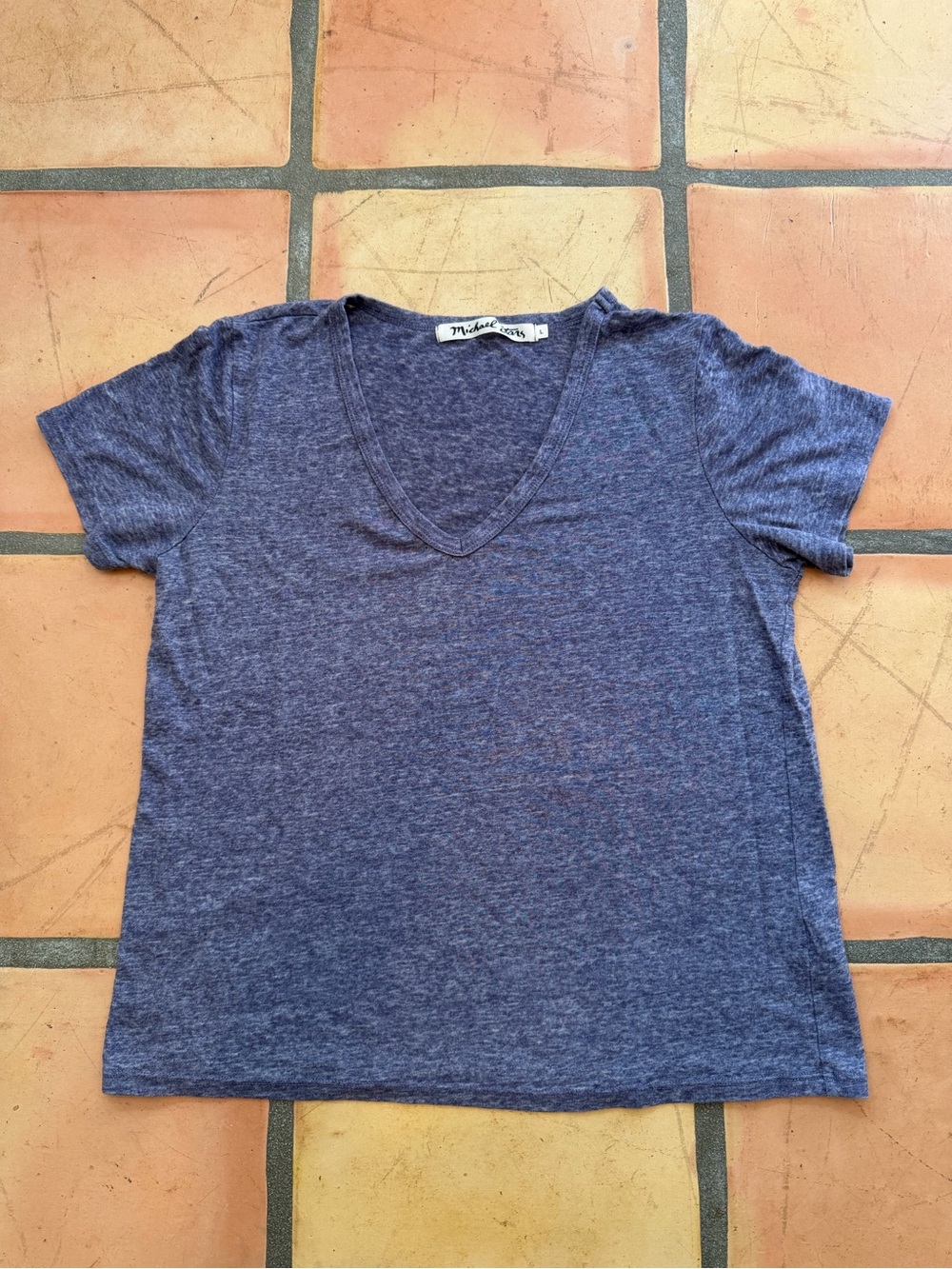 Michael Stars Heather Navy V-Neck Short Sleeve Tee